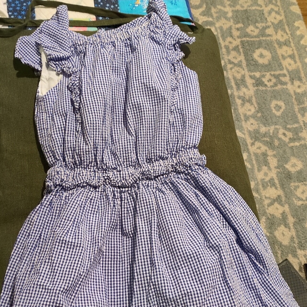 Ralph Lauren Girls Blue Gingham Seersucker Dress